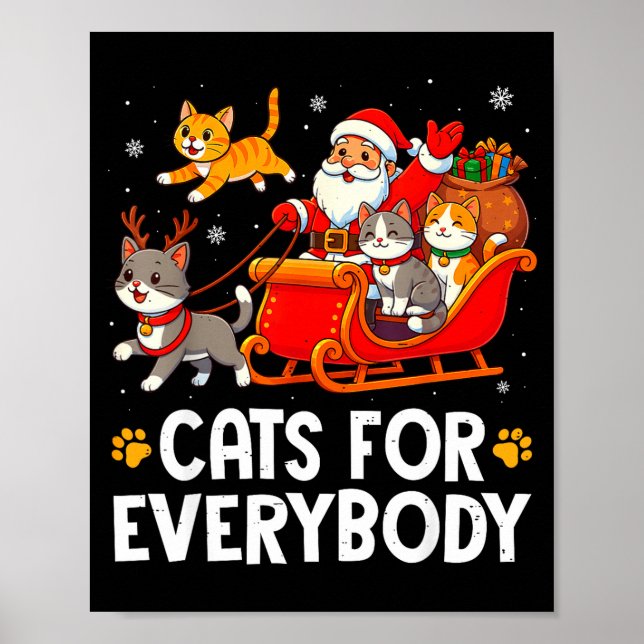 Poster Funny Christmas Cat Santa Xmas Pajamas Cats For Ev (Frente)