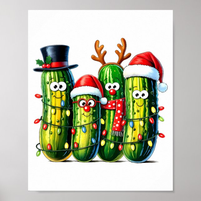 Poster Funny Christmas Ckles Santa Claus Hat Xmas Lights  (Frente)