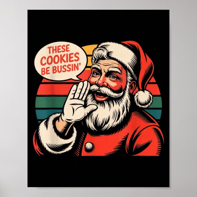 Poster Funny Christmas Cookies Meme Brainrot Santa Claus  (Frente)