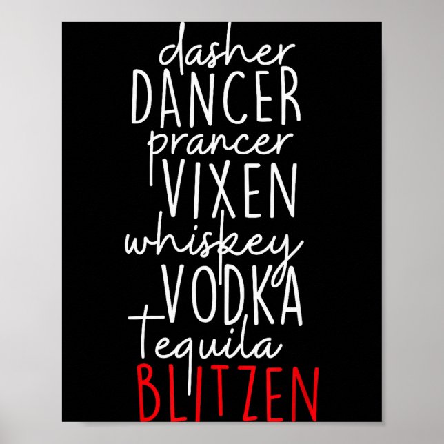 Poster Funny Christmas Dasher Dancer Prancer Vixen Whiske (Frente)