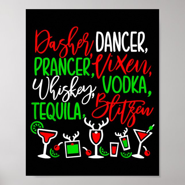 Poster Funny Christmas Dasher Dancer Prancer Vixen Whiske (Frente)