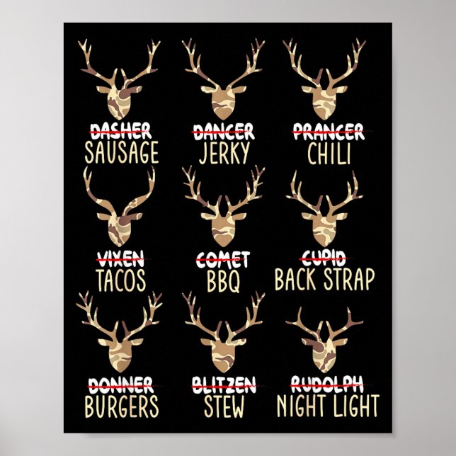 Poster Funny Christmas Deer Hunting Hunters All Of Santa' (Frente)