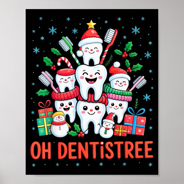 Poster Funny Christmas Dentist Xmas Dental Oh Dentistree  (Frente)