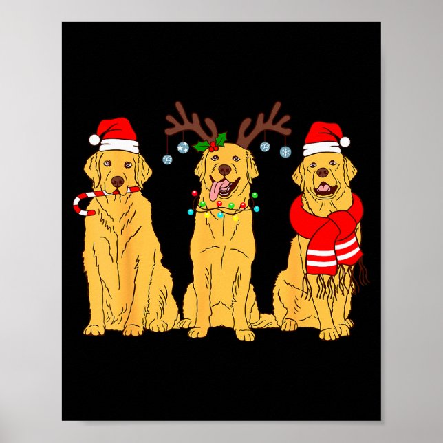 Poster Funny Christmas Dogs Design Dog Christmas Wearing  (Frente)