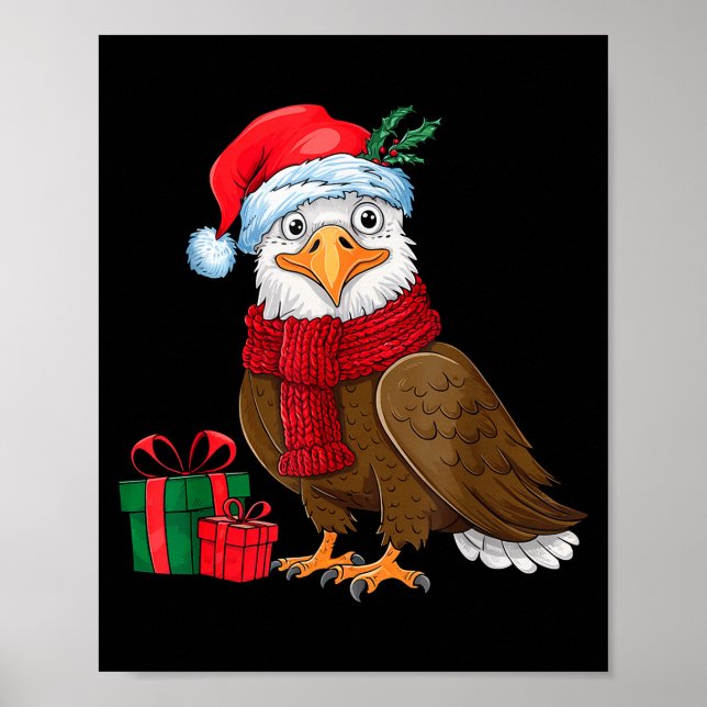 Poster Funny Christmas Eagle Patriotic Bald Eagle With Sa (Frente)