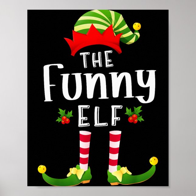 Poster Funny Christmas Elf Matching Pajama X-mas Party  (Frente)