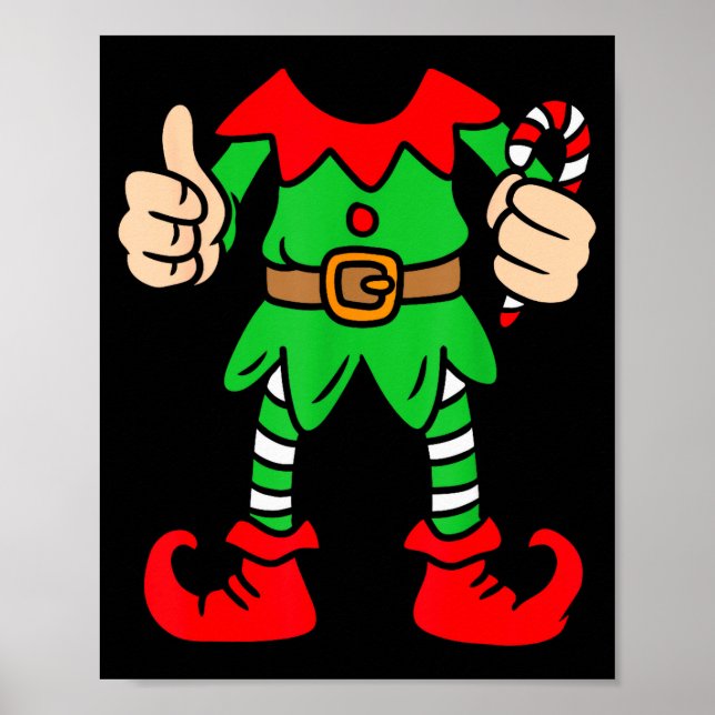Poster Funny Christmas Elf Outfit Costume Xmas Family Adu (Frente)
