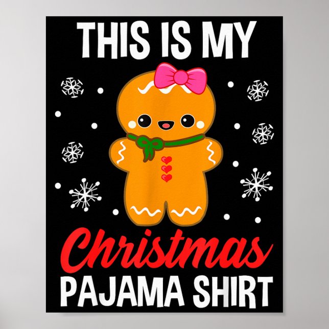 Poster Funny Christmas Gingerbread Man Pajama Pj Outfit G (Frente)
