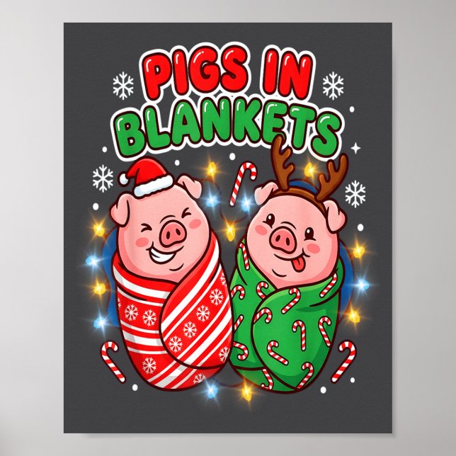 Poster Funny Christmas Gs In Blankets Festive Food Pun  (Frente)