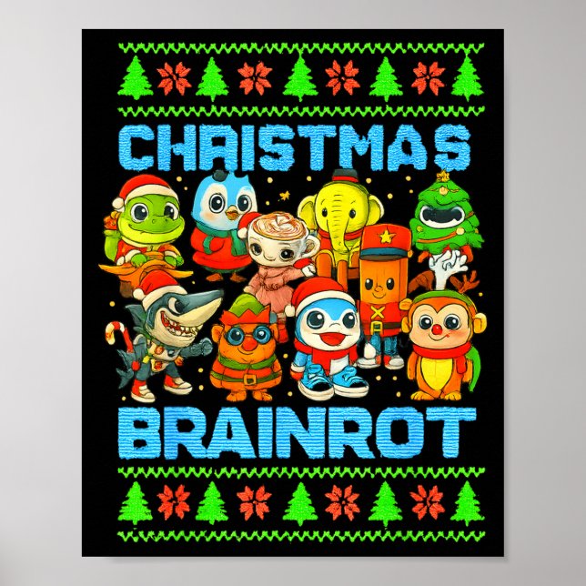 Poster Funny Christmas Italian Brain Rot Italian Brainrot (Frente)