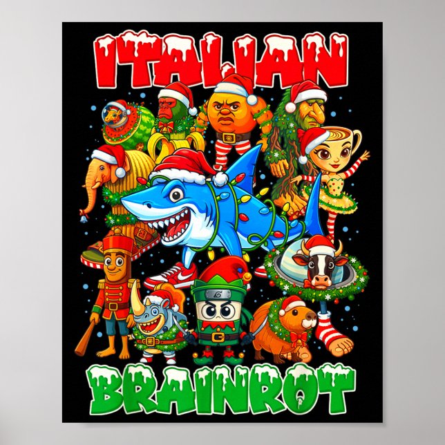Poster Funny Christmas Italian Brain Rot Italian Brainrot (Frente)