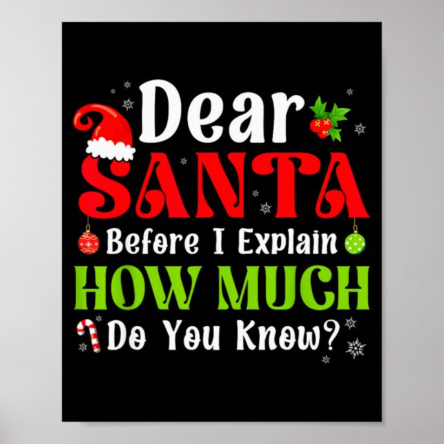 Poster Funny Christmas Kids Boys Girls Dear Santa I Can E (Frente)