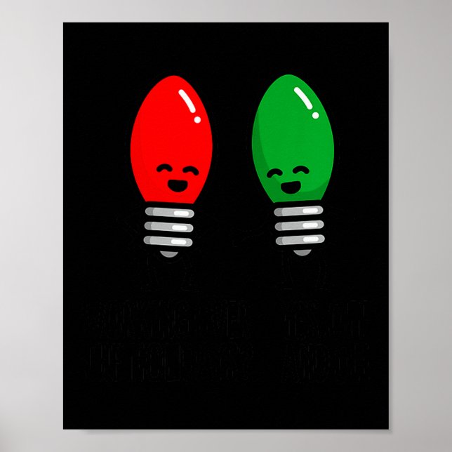Poster Funny Christmas Lights Pun Working Over Holidays_  (Frente)