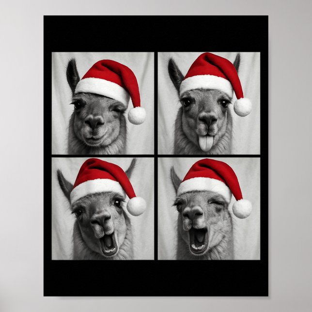 Poster Funny Christmas Llama Santa Photo Booth  (Frente)