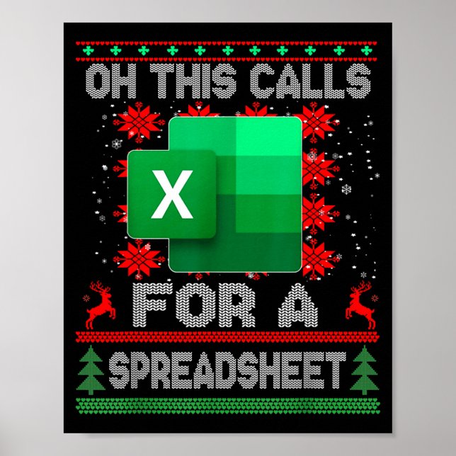 Poster Funny Christmas Oh This Calls For A Spreadsheet Sa (Frente)