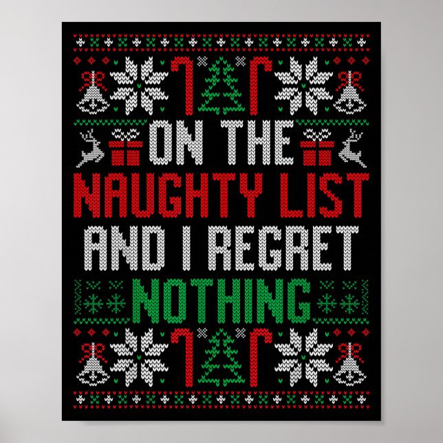 Poster Funny Christmas On The Naughty List Ugly Christmas (Frente)