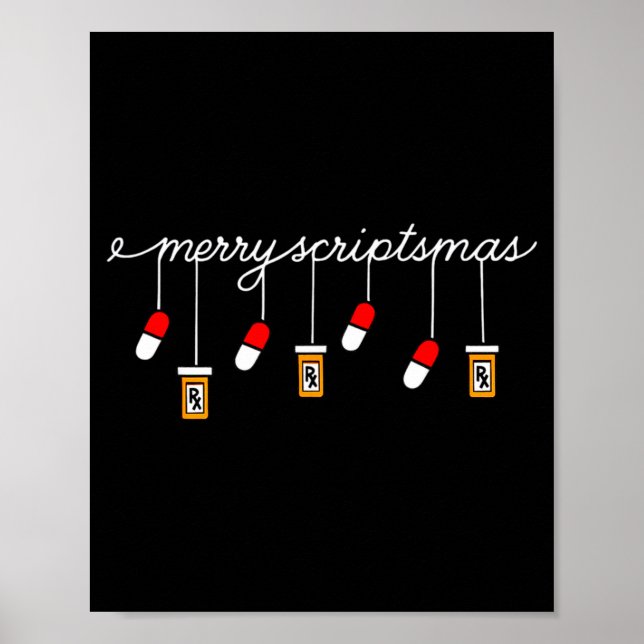 Poster Funny Christmas Pharmacy Phrase Merry Scriptsmas C (Frente)
