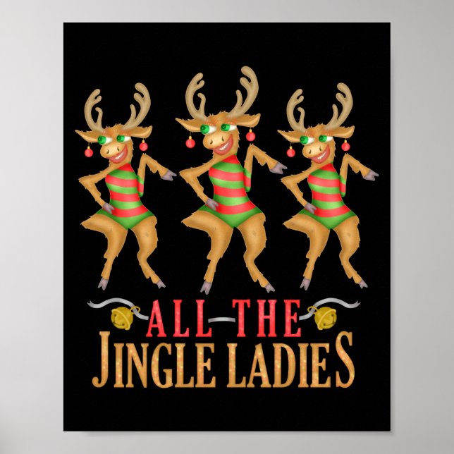 Poster Funny Christmas Reindeer All The Jingle Ladies  (Frente)