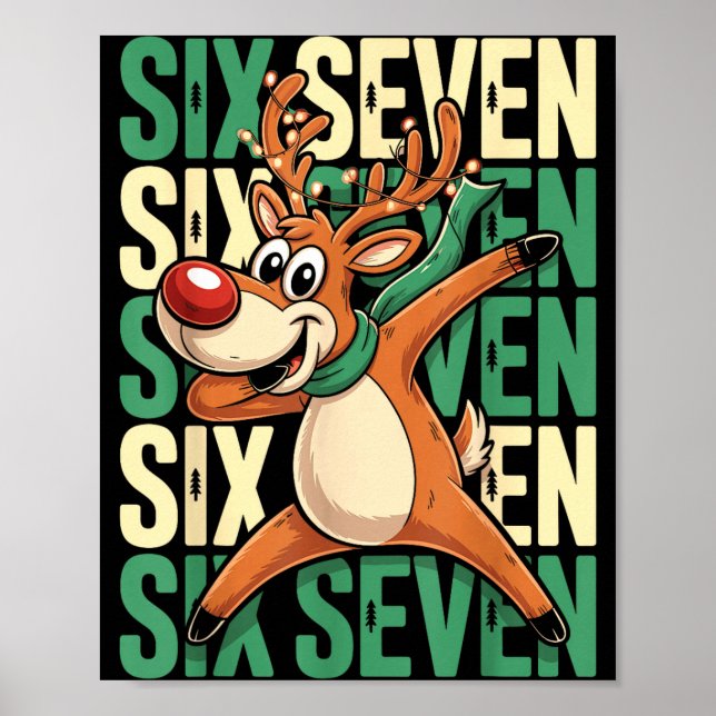 Poster Funny Christmas Reindeer Dabbing Xmas Dab Six Seve (Frente)