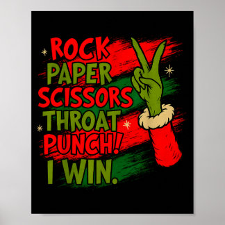 Poster Funny Christmas Rock Paper Scissors Throat Punch 