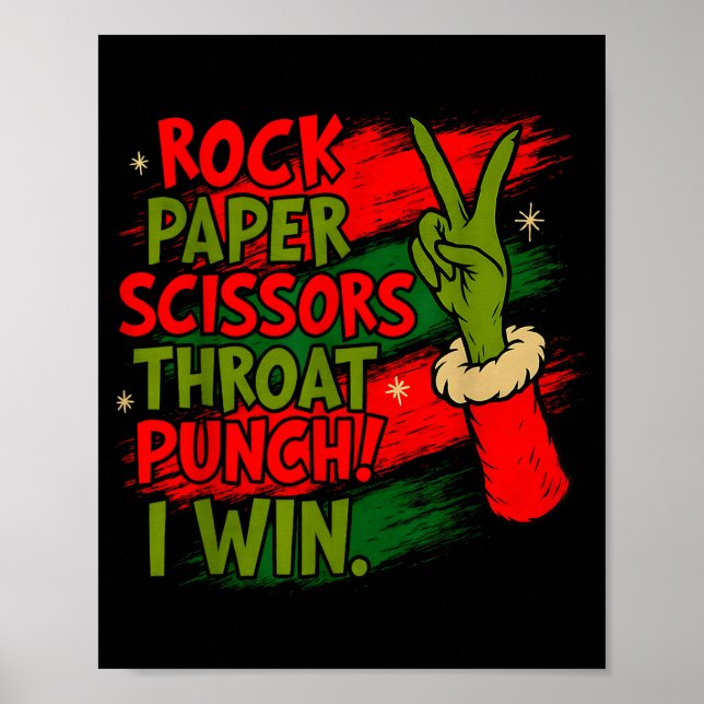 Poster Funny Christmas Rock Paper Scissors Throat Punch  (Frente)