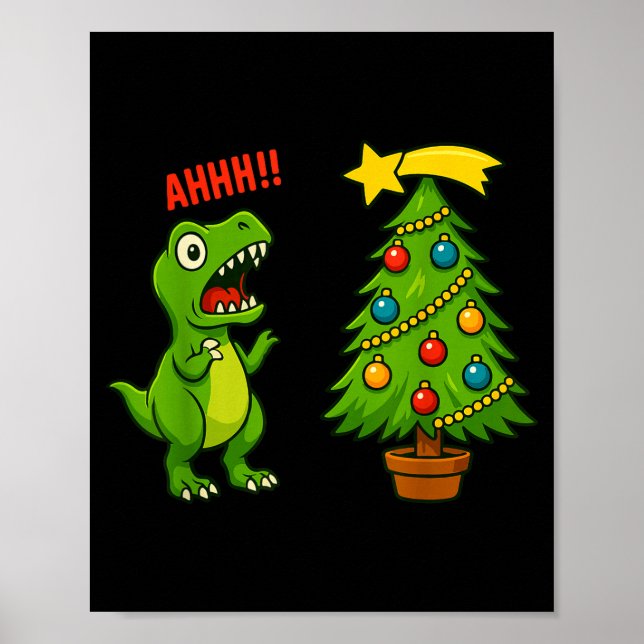 Poster Funny Christmas Shirt Kids Boys Christmas Dinosaur (Frente)