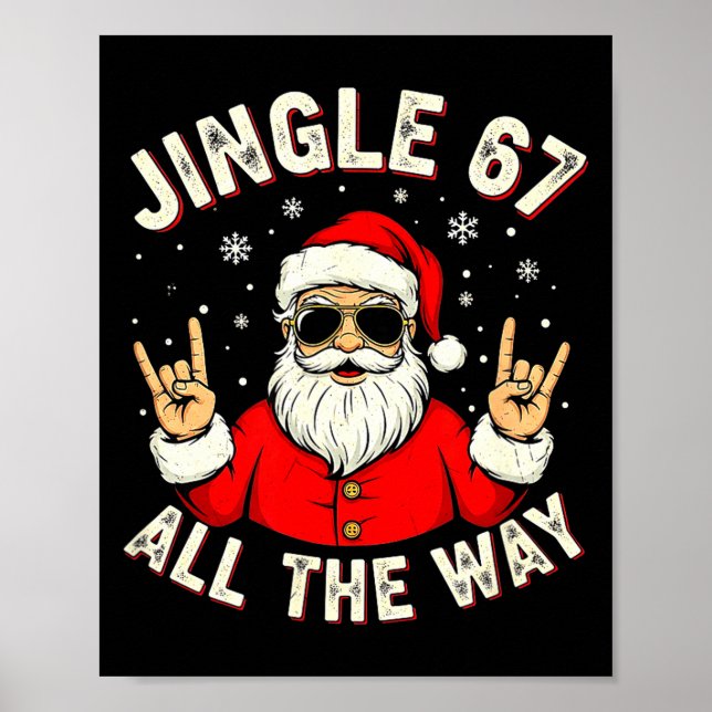 Poster Funny Christmas Six Seven Santa Rock N' Roll Hands (Frente)