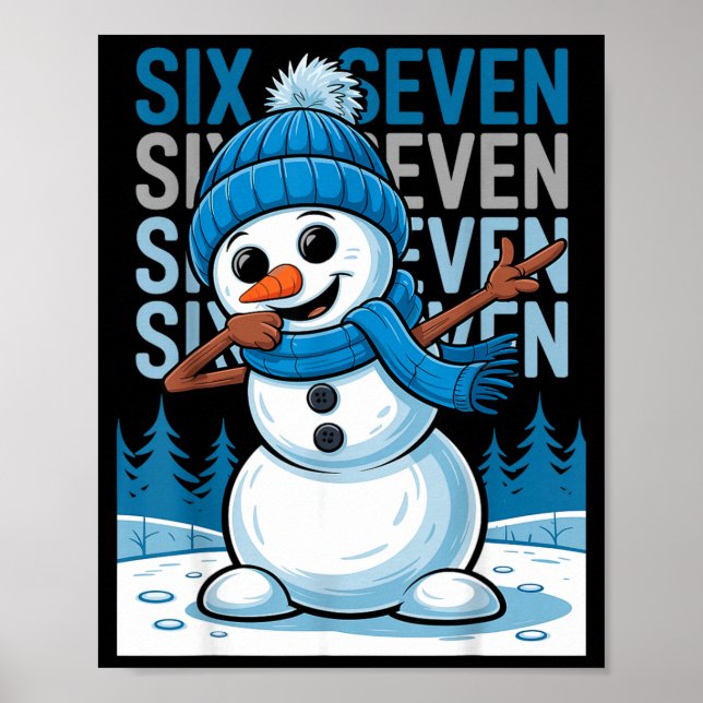 Poster Funny Christmas Snowman Dabbing Xmas Dab Six Seven (Frente)