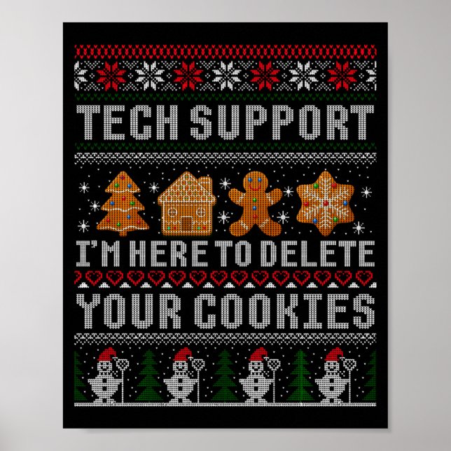 Poster Funny Christmas Tech Suprt Computer  (Frente)