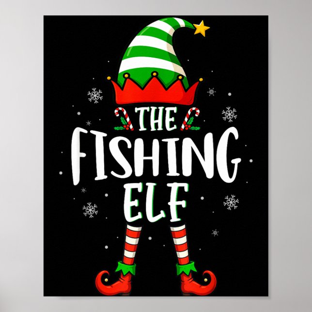 Poster Funny Christmas The Fishing Elf Family Matching Xm (Frente)