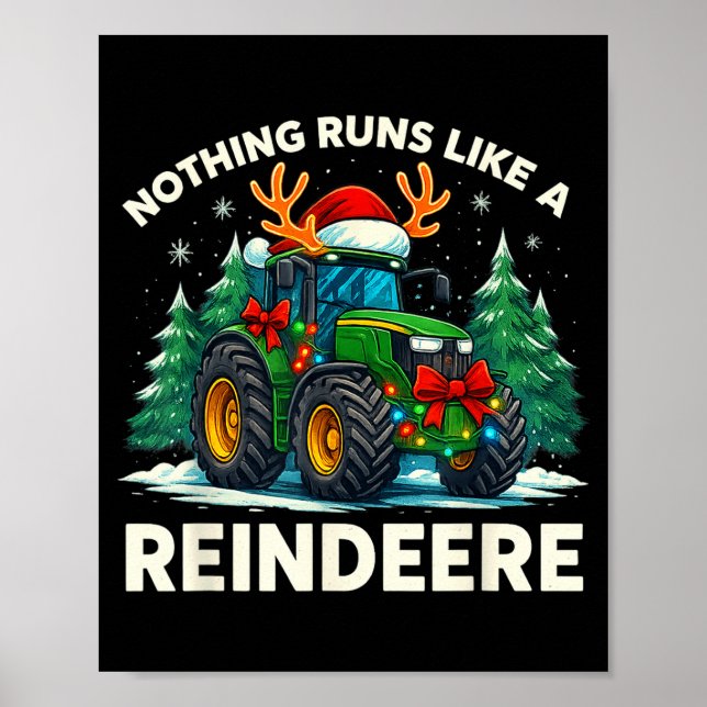 Poster Funny Christmas Tractor Nothing Runs Like A Reinde (Frente)