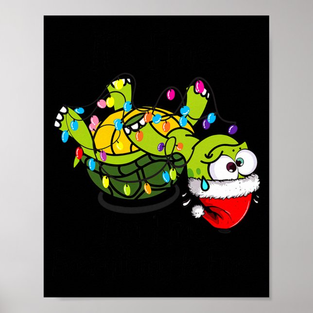 Poster Funny Christmas Turtle It's Fine I'm Fine Everythi (Frente)