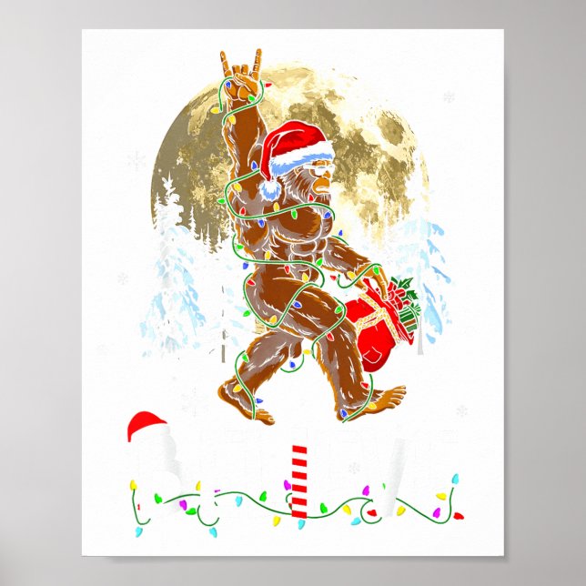 Poster Funny Christmas Xmas Bigfoot Believe Sasquatch In  (Frente)