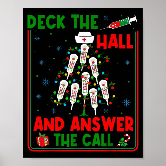 Poster Funny Cna Deck The Halls Answer The Calls Nurse Ch (Frente)