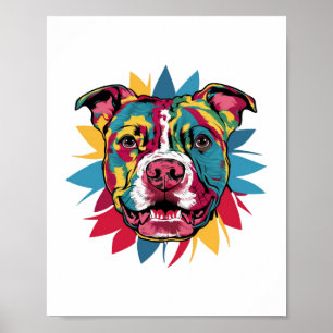 Poster funny colorful dog pitbull