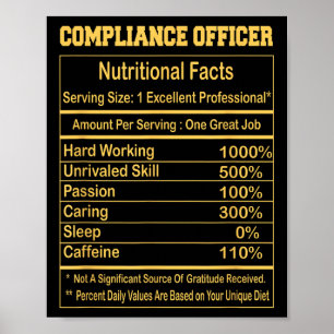 Poster Funny Compliance Officer Nutritional Facts Motivat
