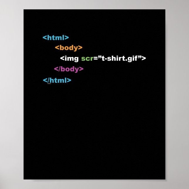 Poster Funny Computer Program Code HTML (Frente)