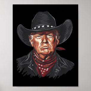 Poster Funny Cowboy Western Donald Trump Nos Flag 2024 El