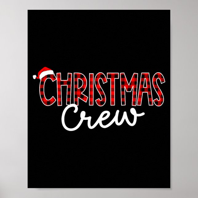 Poster Funny Crew Santa Hat Christmas Red Plaid Xmas Fami (Frente)
