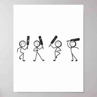Poster Funny Cricket Stick Figure Funny Cricket Player