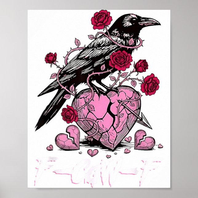 Poster Funny Crow F-caw-f Valentines Day Black Bird Fcawf (Frente)