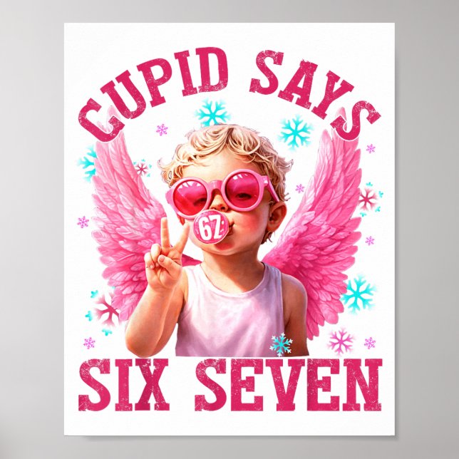 Poster Funny Cute Cud Says Six Seven Valentine's Day 67 M (Frente)