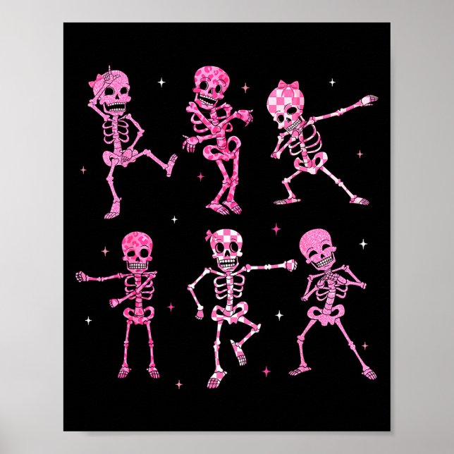 Poster Funny Cute Dancing Skeleton Halloween Costume Shir (Frente)