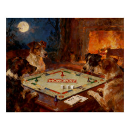 Pôster Funny Cute Dogs Playing A Board Game 