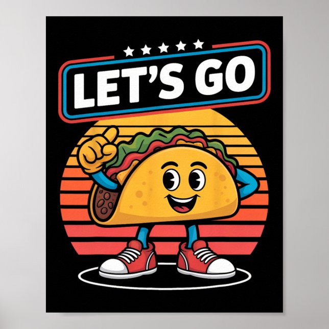Poster Funny Dabbing Taco Go Trump Chickens Retro S (Frente)