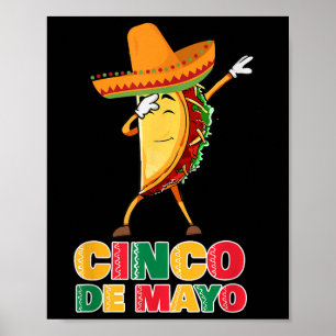 Poster Funny Dabbing Taco Sombrero Kids Party Fiesta Cinc