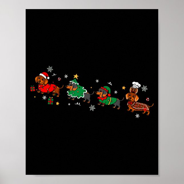 Poster Funny Dachshund Christmas Parade  (Frente)