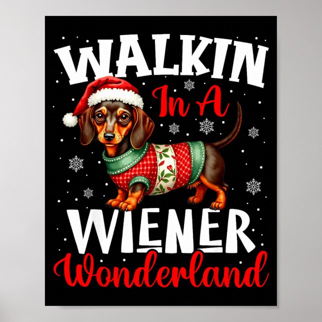 Poster Funny Dachshund Cute Christmas Dog Lover Walking I (Frente)