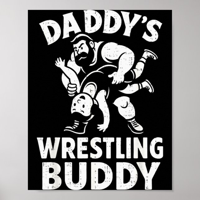 Poster Funny Dad And Son Daughter Kids Wrestling Wrestler (Frente)