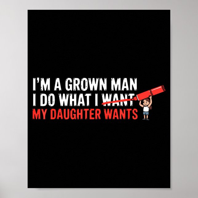Poster Funny Dad Father Daughter Humor Man Fatherhood Fam (Frente)